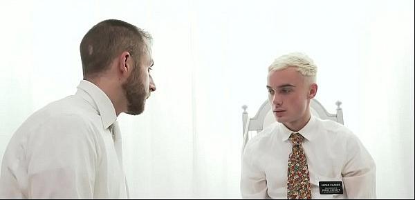  MormonBoyz - Horny twink missionary jerked off by priest daddy